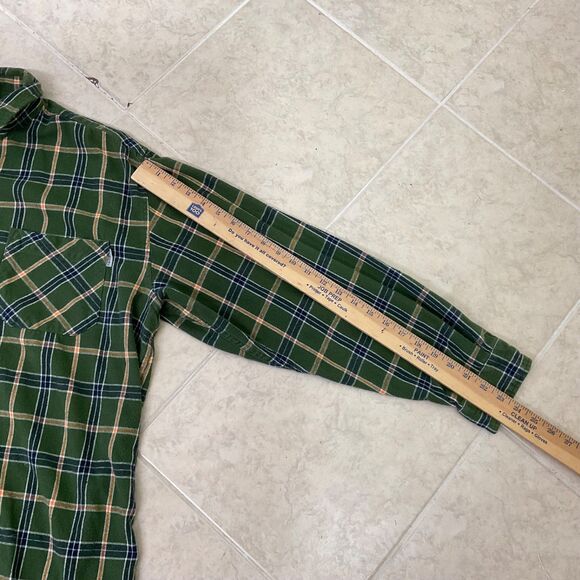 Carhartt Flannel Fleece Shirt Jacket Men's Sz XL Green plaid Shacket outdoors * - Picture 9 of 11